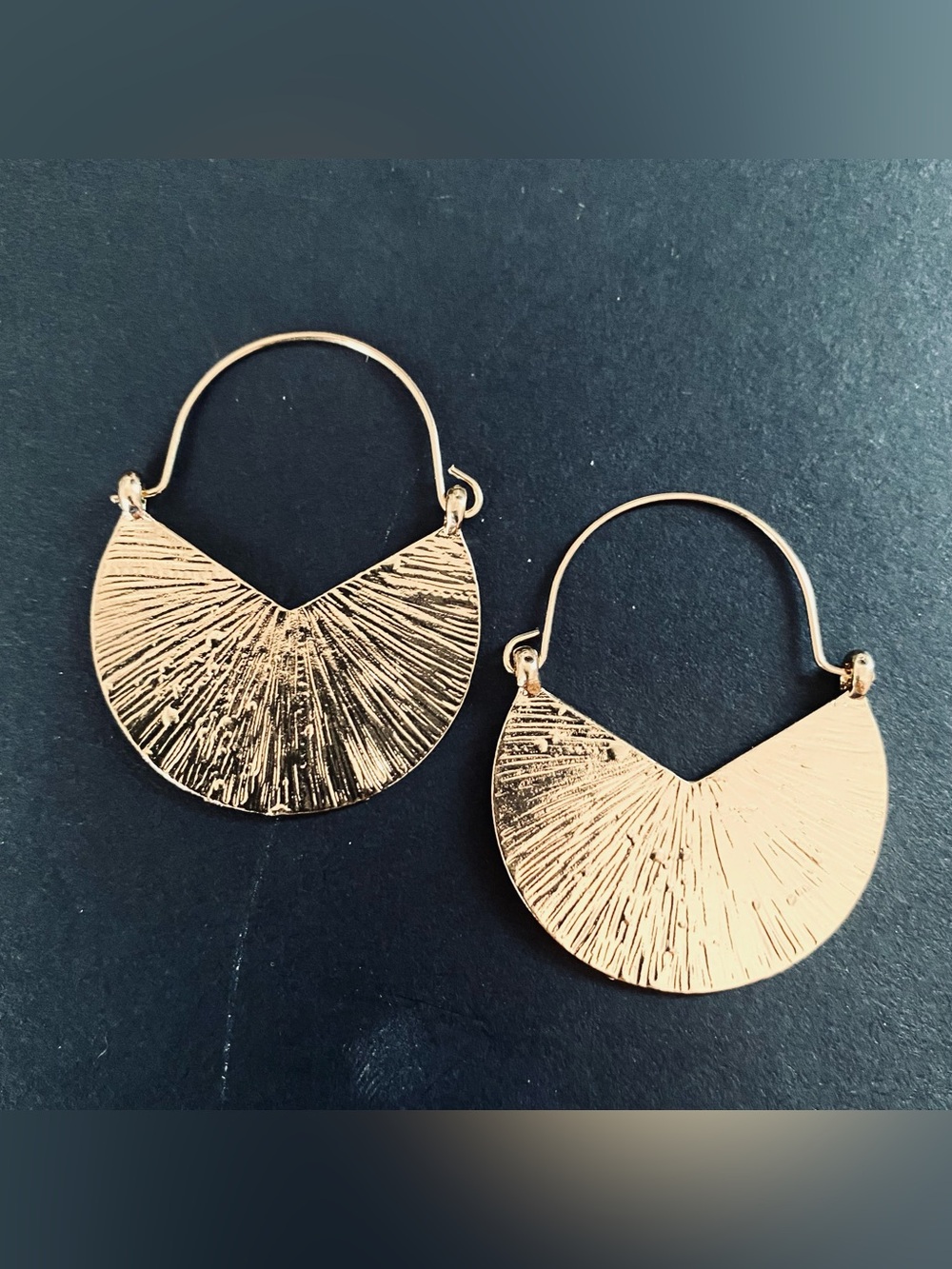 Gold Hammered Hoop Earrings NEW
